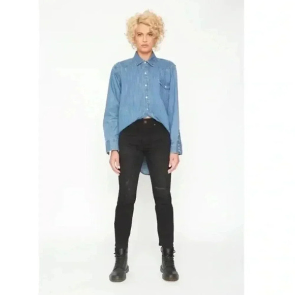 Free people x Sandrine rose black distressed skinny leg jeans - Picture 1 of 6